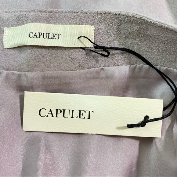 Capulet Sophie Suede A Line Mini Zipper Skirt In Lavender Size L - Picture 4 of 6
